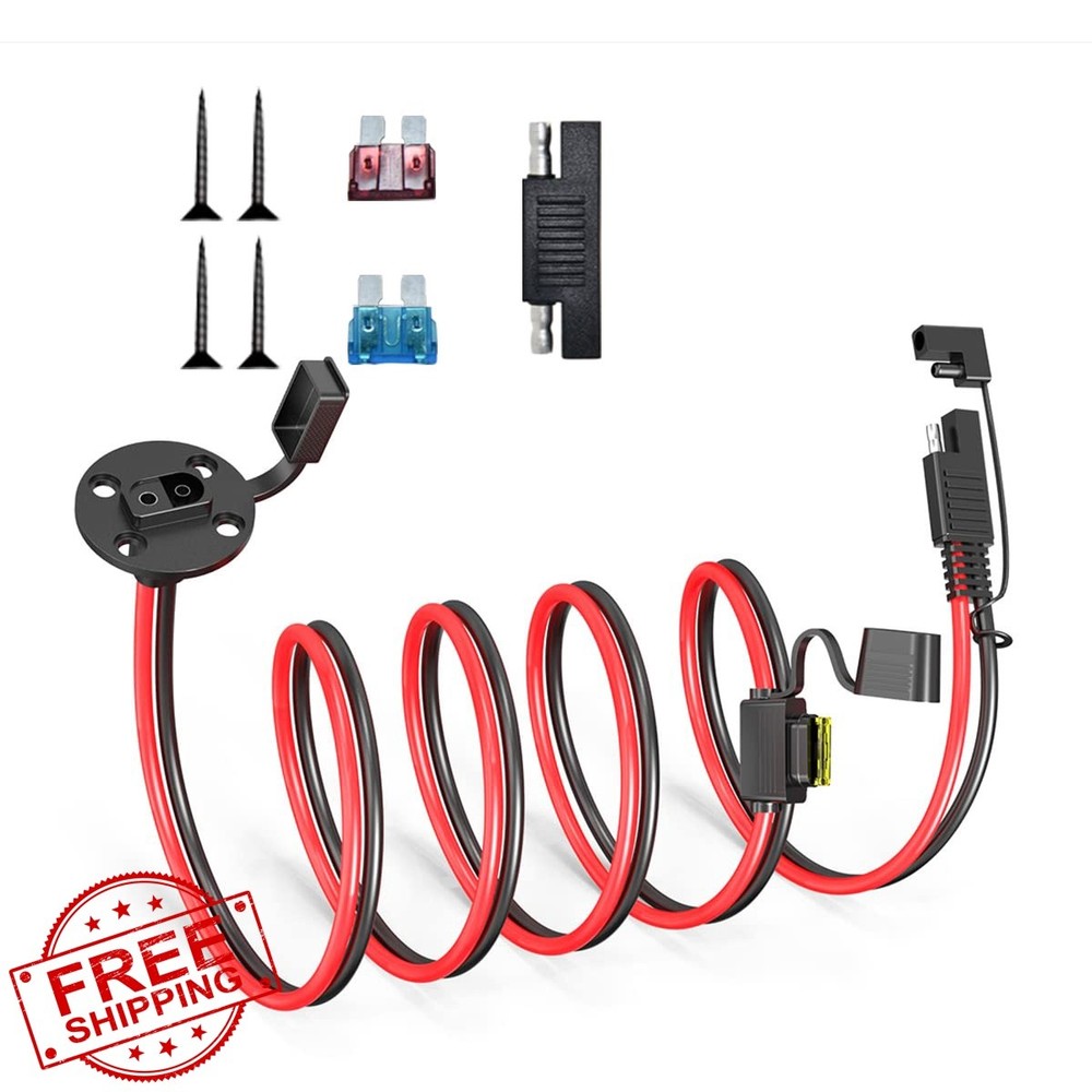 ELFCULB SAE Power Socket 5FT Cable, 10/15/20A Fuse