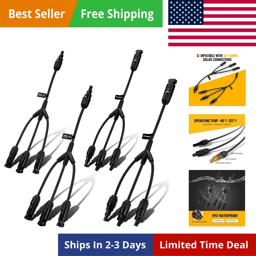 Solar Y Branch Connectors Solar Panel Parallel Connectors 1 to 3 Solar Cable …