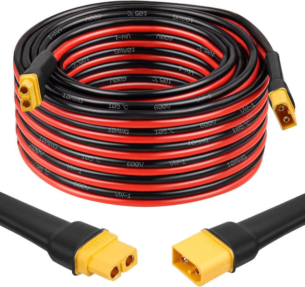 XT60 10AWG Extension Cable 35FT Male to Female for Solar & RC Battery Use