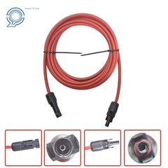10 AWG Solar Panel Extension Cable Wire Connector 1 Pair 15ft Black + Red