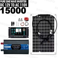 15000W Peak Solar System Kit Flexible Panel 12V To 110V 220V Inverter Generator