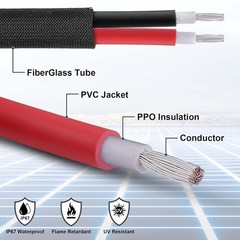 **50FT 10AWG Solar Panel Extension Cable with Female & Male Connectors for Solar