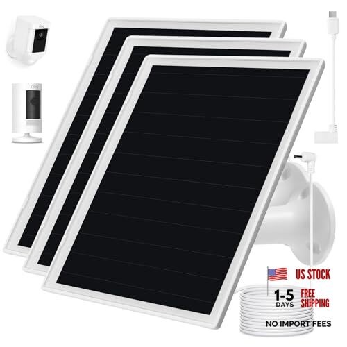 Solar Panel Charger for Ring Camera, Compatible with Ri ng Stick Up 3Pack White
