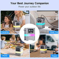 Portable Power Station, Rated 300W Peak 600W（True Power）, 257Wh with 120V AC, 10