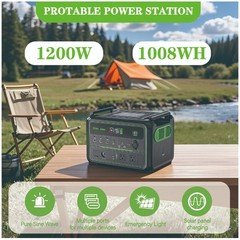 1200W 1008Wh Portable Power Station LiFePO4 Solar Generator w Wireless Charging