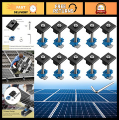 10pcs Solar Panel Mid Clamps, Aluminum Mounting Kit for Metal & Flat Roofs, RV