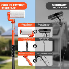 Electric Solar Panel Cleaning Kit with 20FT Telescoping Brush and 2 Spin Speeds