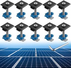 10pcs Solar Panels Mid Clamps for Unistrut, 40mm, Black | Aluminium Alloy Solar