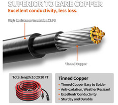 Cable solar 10AWG con par de conectores, kit adaptador para paneles solares, cab