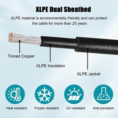 10 AWG Solar Extension Cable 5FT Black + 5FT Red, 10 Gauge Solar Panel Wire M…