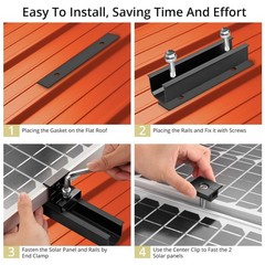 Anbte Solar Panel Mounting Brackets, 4.72″ Rails + 1.38″& 1.18″ clamps, Black