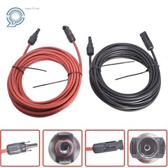 12 AWG Solar Panel Extension Cable Wire Connector 1 Pair 20ft Black + Red