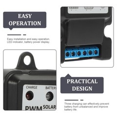 6V 12V 10A Auto Solar Panel Charge Controller Battery Charger Regulator (Black)
