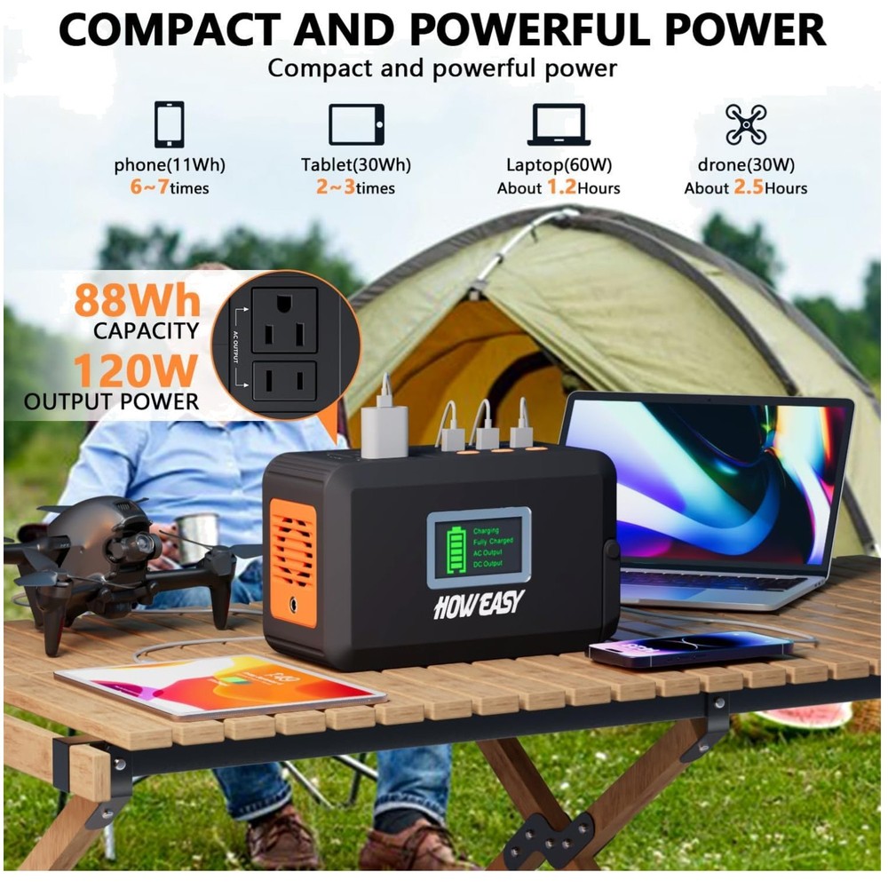 Portable Power Station with 8 Output Ports