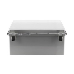 IP66 Enclosure Junction Box 300x200x130 ABS Plastic Hinged Clear Cover, Gray Box