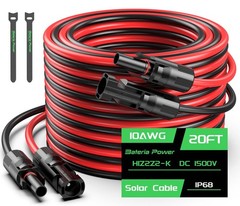 10AWG Solar Extension Cable 20FT Photovoltaic Wire Male Female Connectors Set 2