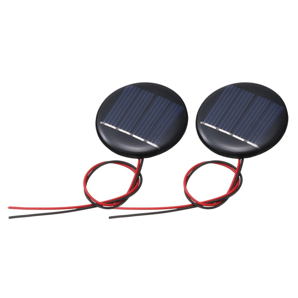 2Pcs 2V 0.08W 40mA Round Mini Solar Panels with Cable
