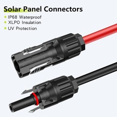 10ft Solar Panel Extension Cable 10AWG Waterproof Fast Charging