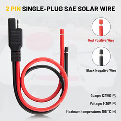 5PCS SAE Connector 12AWG 1 Feet SAE Extension Cable for Solar Panel Motorcycles