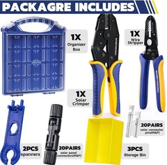 haisstronica 25PCS Solar Crimping Tool Kit, MC4 Connectors, AWG 14-10
