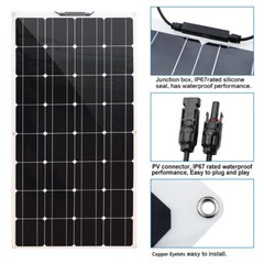 100W Flexible Solar Panel Monocrystalline Solar Module Charger for RV Roof Boat