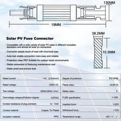 15A Solar Fuse Holder Inline, Waterproof Connector for Solar Panels & Controller