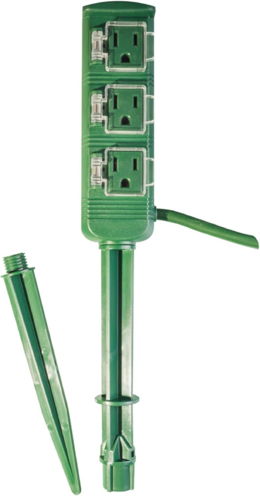 Go Green Power Gogreen Power 18/2 18-Ft 3-Outlet Outdoor Power Stake, Green (GG-