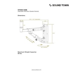 Sound Town 2-Pack Adjustable Wall Mount Speaker Brackets with 180-degree Swiv…