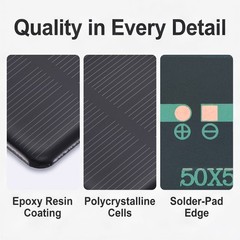 10Pcs 2V 0.32W 160mA Mini Polycrystalline Solar Panel 2×2″/50x50mm