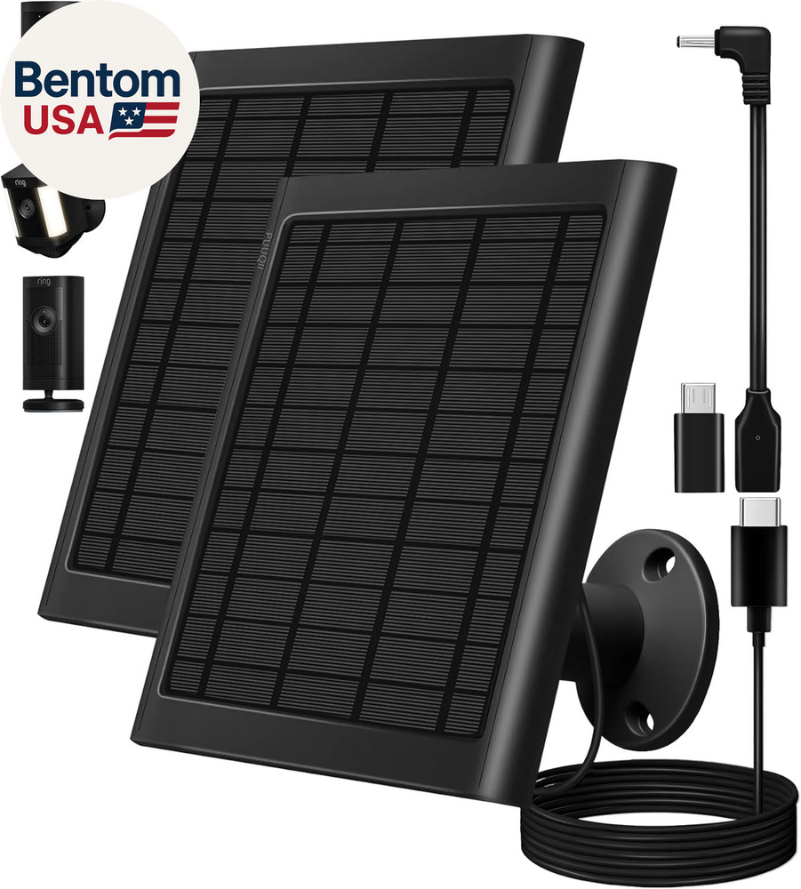 8W Solar Panel for Ring Camera, 2-Pack Solar Panel Charger Compatible with Ring