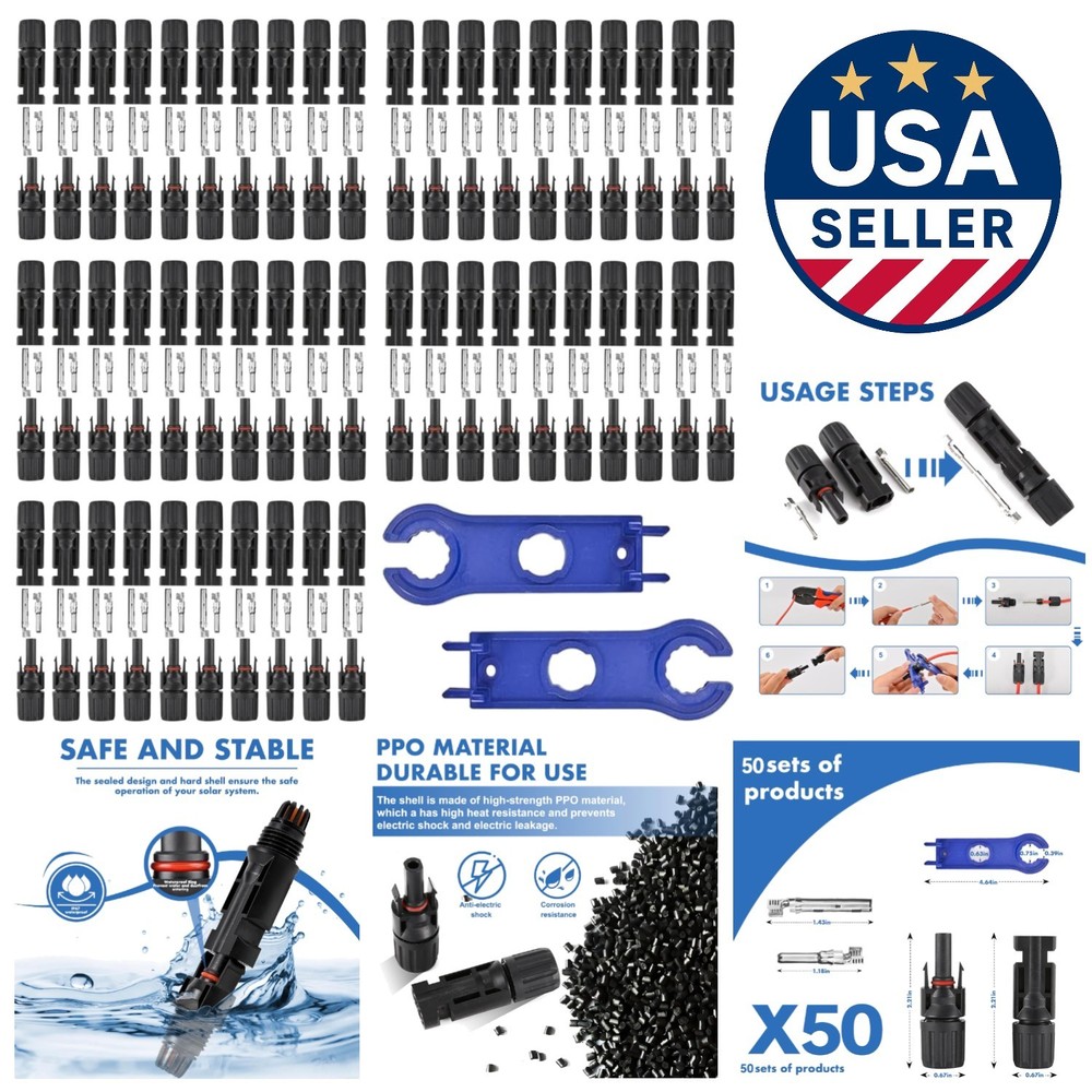 50 Pairs Certified Solar Connectors – Reliable 1000V 30A Installation Kit