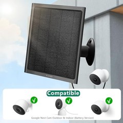8W Solar Panel for Google Nest Camera Outdoor&Indoor Battery Version Black