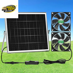Solar Chicken Coop Fan 2 Kit, 20W Solar Powered Greenhouse Fan Outdoor Waterproo