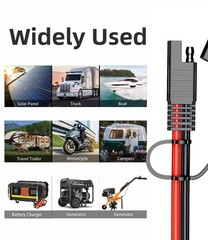 12AWG SAE Extension Cable 20FT, DC Power Cord for Solar Panels, Cars, RVs, Boats