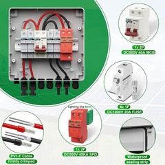 Durable Solar PV Combiner Box with 20A Fuse, 40A Breaker – Waterproof Protection