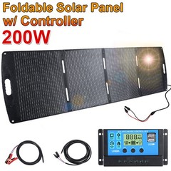 Monocrystalline Solar Panel 200W Foldable ETFE w/ Controller for RV Camping Boat