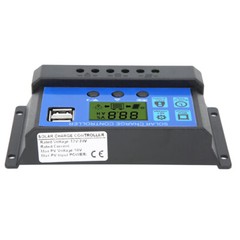 Solar Panel Controller LCD Battery Control USB Output 12V/24V 30A