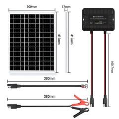 25W 12V Solar Panel Kit – Battery Charger Trickle Maintainer, Adjustable Mount,
