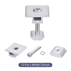 Pack of 12 Solar Panel Middle Clamps 30mm Aluminium Solar Panel Mount Mid Clips