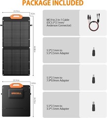 GRECELL 100W Solar Panel Power Stations, Foldable & Portable 21.5V Solar Charger