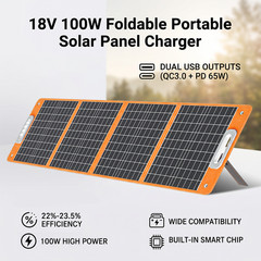 100W Portable Foldable Solar Panel 18V Solar Charger DC PD Type-C QC3.0 Output