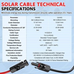 Vansdon 2×40 Feet Solar Panel Extension Cable, 10AWG Solar Cable, Solar Panel…