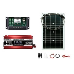 Grennova 1500W Pure Sine Solar Kit 80W 60A MPPT 12V 110/220V Inverter Home Use