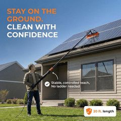 Solar Panel Cleaning Brush with 20 Ft Extension Pole – Water Fed Pole Brush with