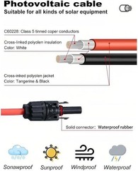 10FT 10AWG Solar Extension Cable Kit – 2pcs with MC4 Y Connectors, Waterproof fo