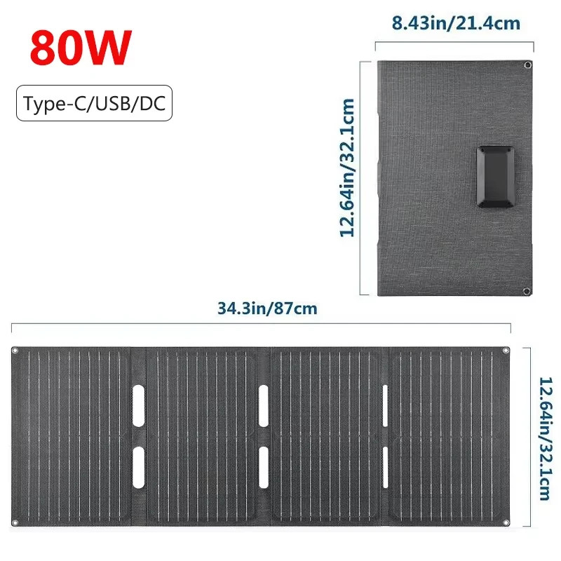 Luxuglow 80W Foldable Solar Panel Portable USB Type C Charger for Outdoor