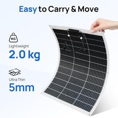 2pcs 130 Watt (260W) 12BB Flexible Solar Panels,23.5% High-Efficiency 2*130W