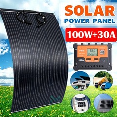 100 Watt 100W Solar Panel Kit with Solar Charge Controller 12V RV Boat Off Grid