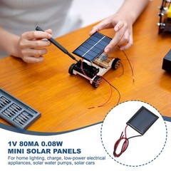 2 Pcs 1V 0.08W 80mA Mini Solar Panels with 2 Cable 30mm x 25mm