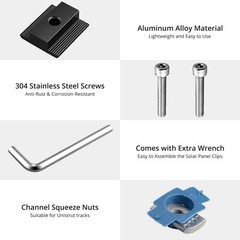 10Pcs Solar Panels Mid Clamps for Unistrut Aluminium Panel Brackets 30Mm/35Mm